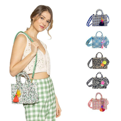 Empire Cove Stylish Mini Tote Bags with Tassels Purse Handbags Satchel Bag-Speckle Green-