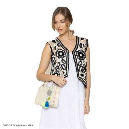 Empire Cove Stylish Mini Tote Bags with Tassels Purse Handbags Satchel Bag-Speckle Green-