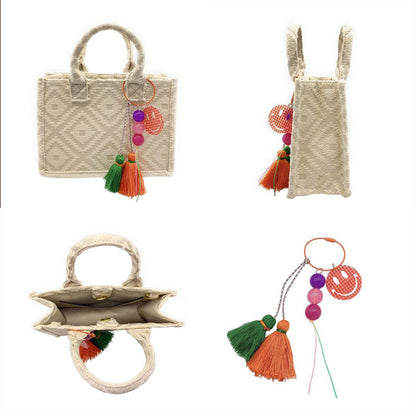 Empire Cove Stylish Mini Tote Bags with Tassels Purse Handbags Satchel Bag-Speckle Green-