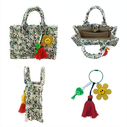 Empire Cove Stylish Mini Tote Bags with Tassels Purse Handbags Satchel Bag-Speckle Green-