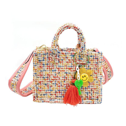 Empire Cove Stylish Mini Tote Bags with Tassels Purse Handbags Satchel Bag-Speckle Pink-