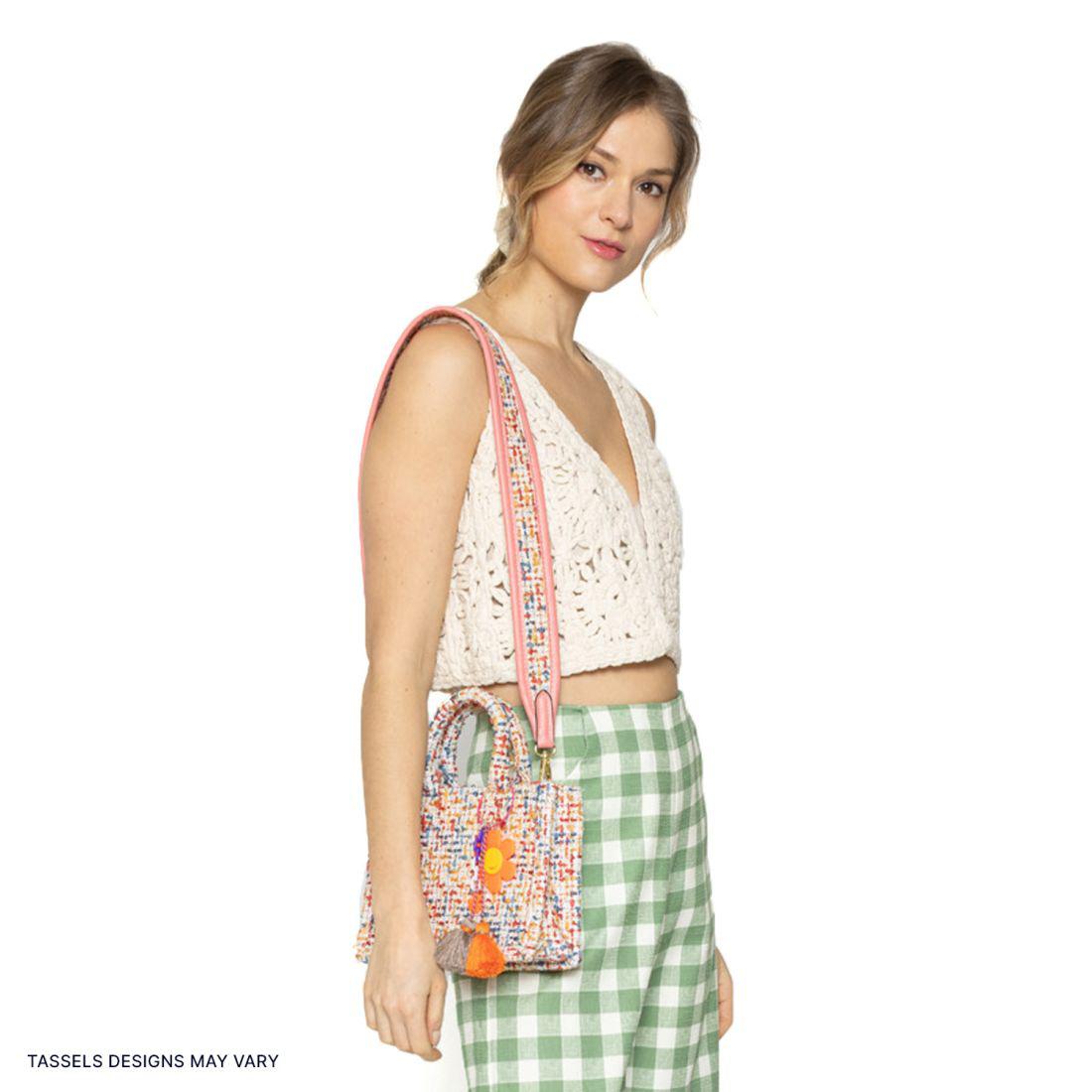 Empire Cove Stylish Mini Tote Bags with Tassels Purse Handbags Satchel Bag-Speckle Green-