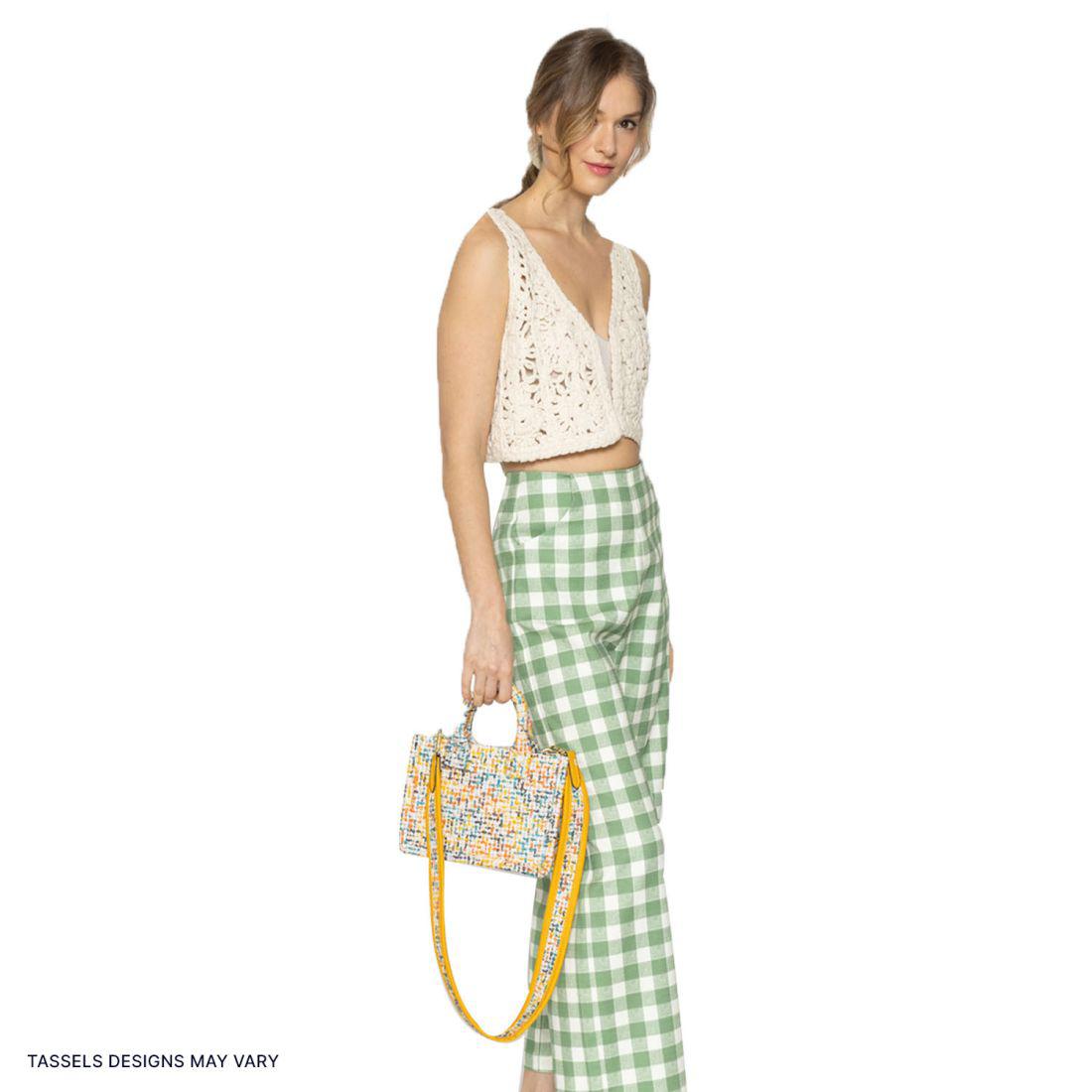 Empire Cove Stylish Mini Tote Bags with Tassels Purse Handbags Satchel Bag-Speckle Green-