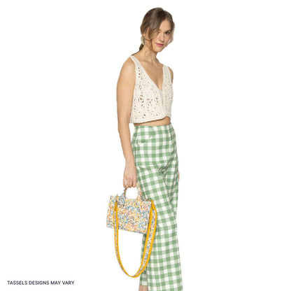 Empire Cove Stylish Mini Tote Bags with Tassels Purse Handbags Satchel Bag-Speckle Green-