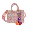 Empire Cove Stylish Mini Tote Bags with Tassels Purse Handbags Satchel Bag-Tweed Pink-