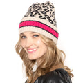 Empire Cove Winter Knit Leopard Striped Beanie-Beige-
