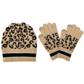 Empire Cove Winter Set Knit Leopard Striped Beanie and Touch Screen Gloves Gift Set-Camel-