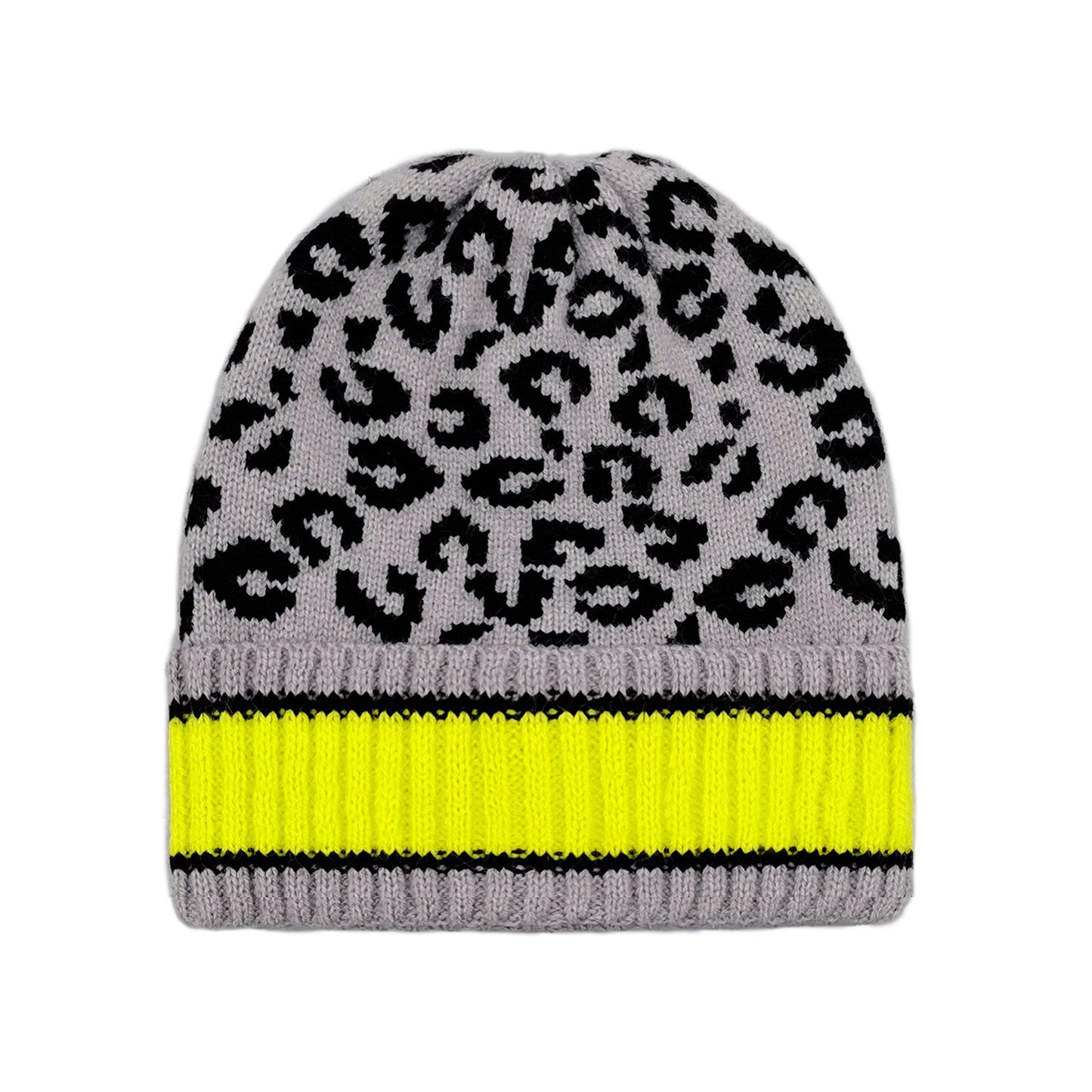 Empire Cove Winter Set Knit Leopard Striped Beanie and Touch Screen Gloves Gift Set-Beige-