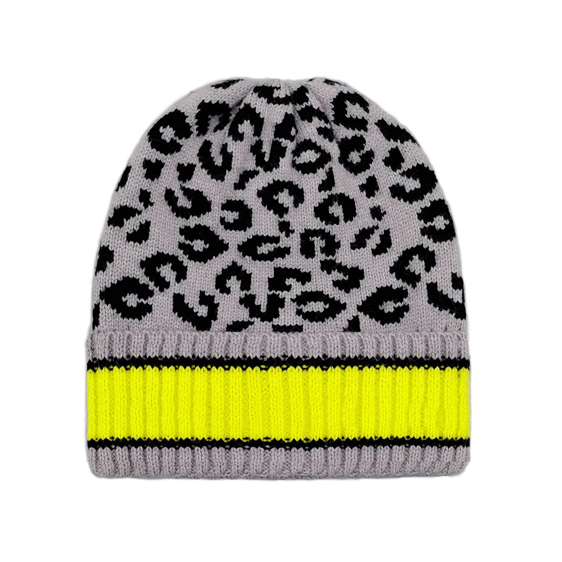 Empire Cove Winter Set Knit Leopard Striped Beanie and Touch Screen Gloves Gift Set-Beige-