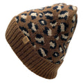 Empire Cove Winter Knit Ribbed Leopard Cuff Beanie-Brown-