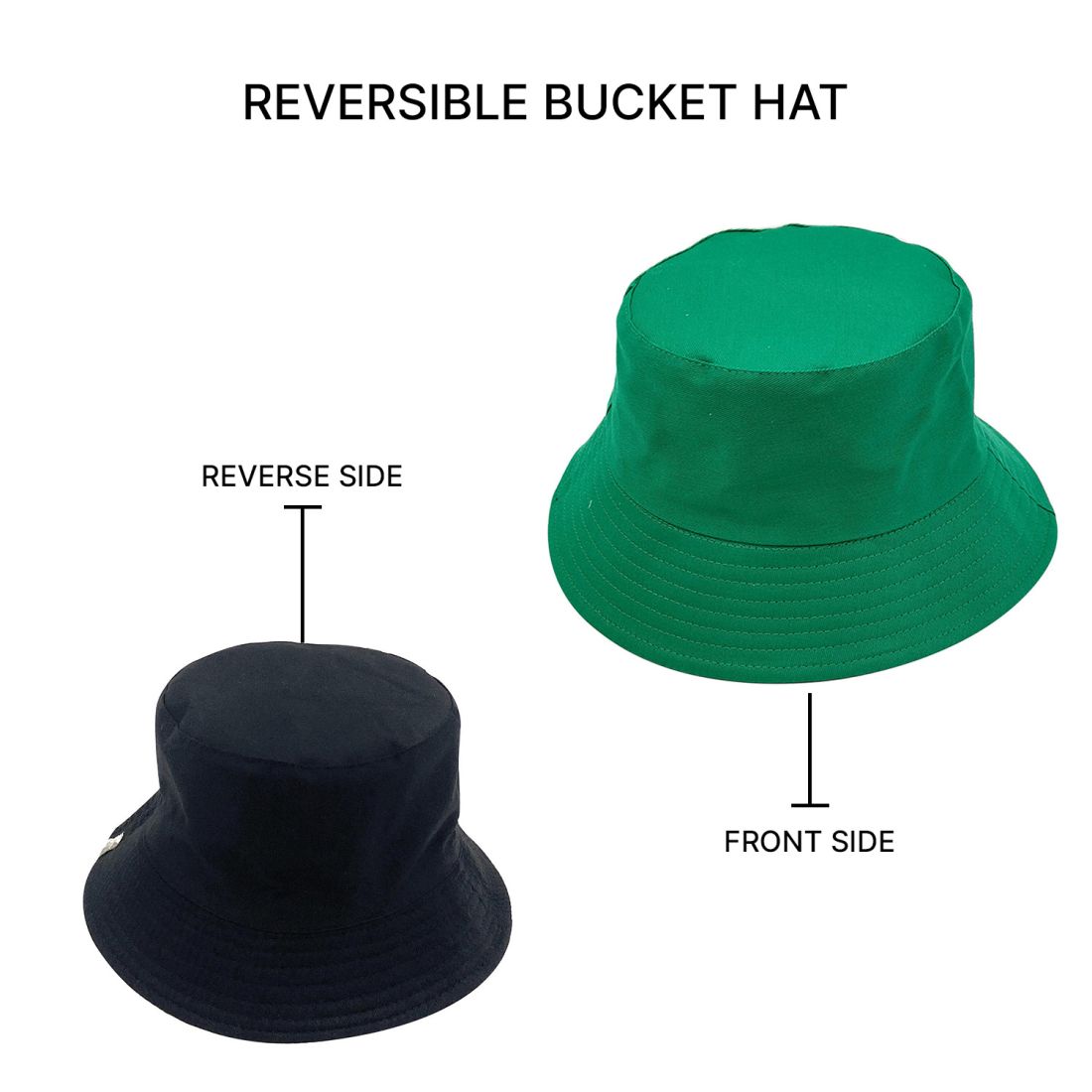 Empire Cove Classic Cotton Bucket Hat Reversible Fisherman Cap Women Men Summer-Green-