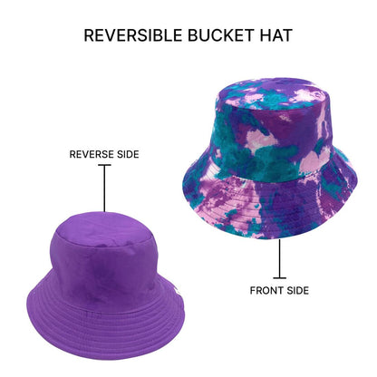 Empire Cove Tie Dye Ice Crumple Bucket Hat Reversible Fisherman Cap Women Men-Purple-