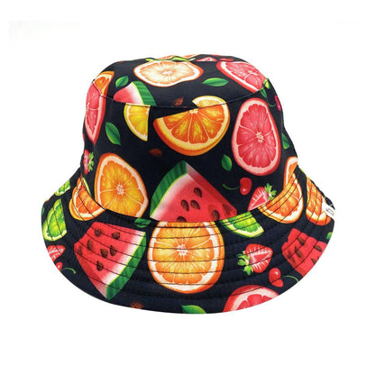Empire Cove Fruit Print Bucket Hat Reversible Fisherman Cap Women Men Summer-Orange-