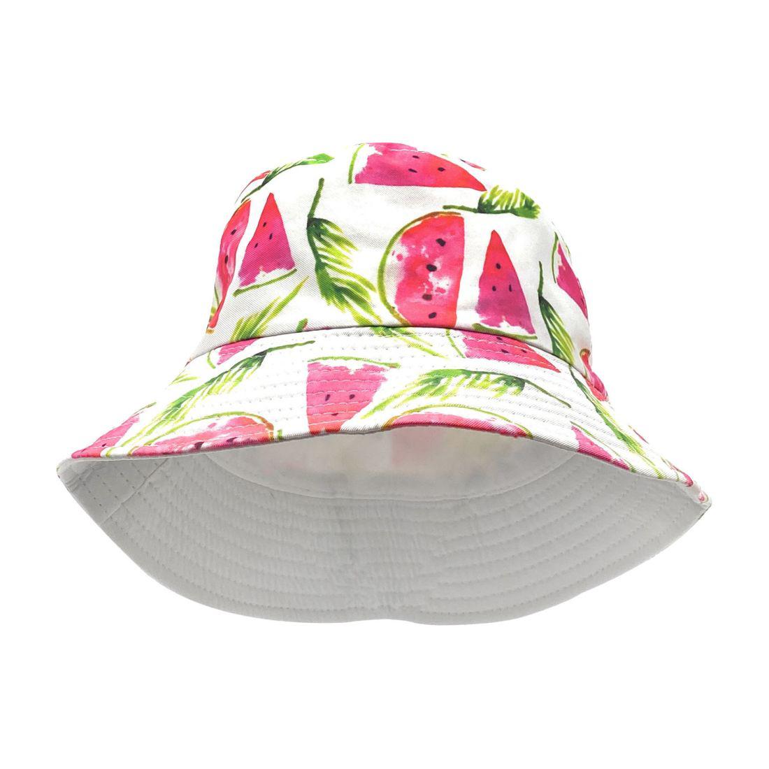 Empire Cove Fruit Print Bucket Hat Reversible Fisherman Cap Women Men Summer-Watermelon Green-