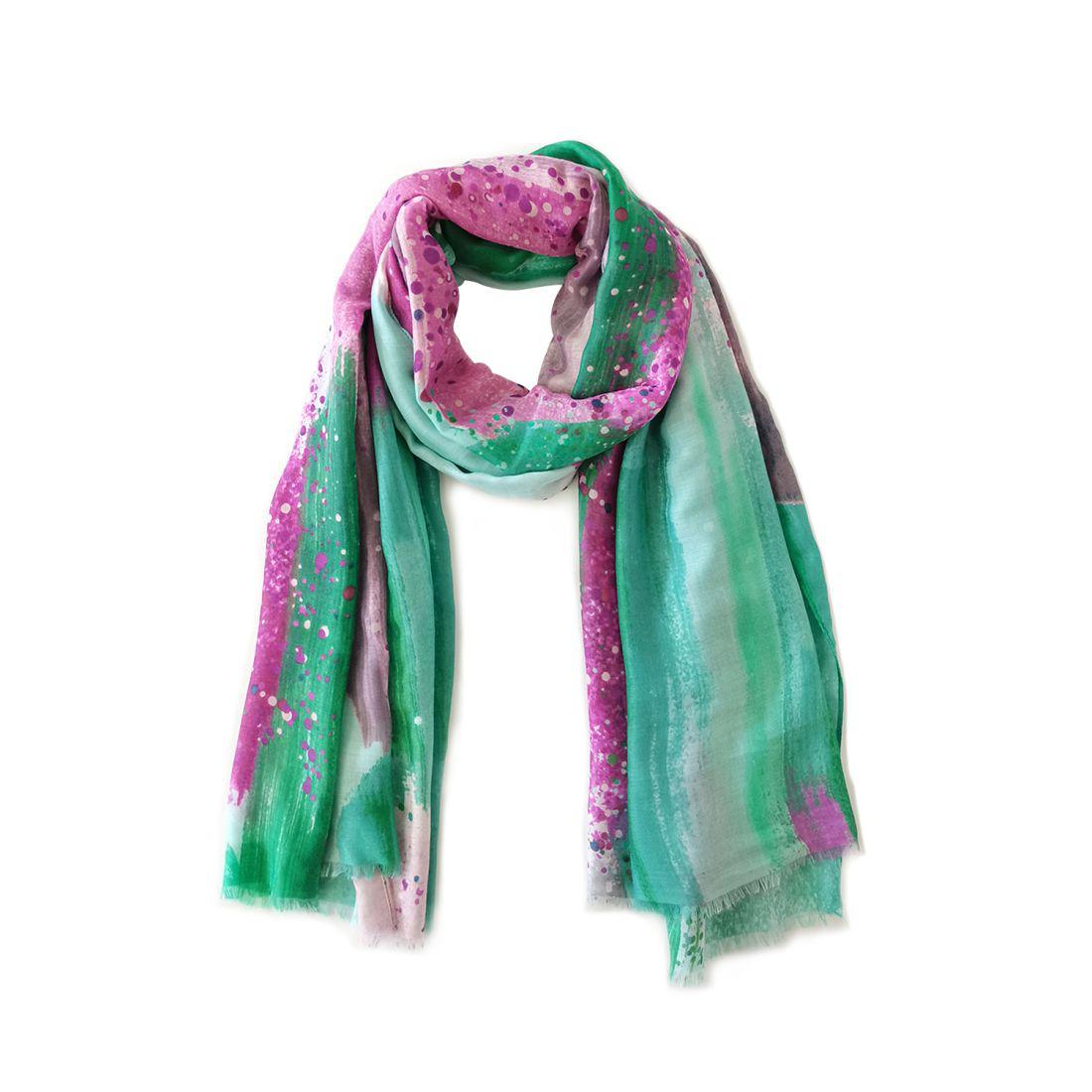 Empire Cove Womens Scarf Scarves Shawl Wraps Brush Stroke Print Sarong Cover Ups-Green-