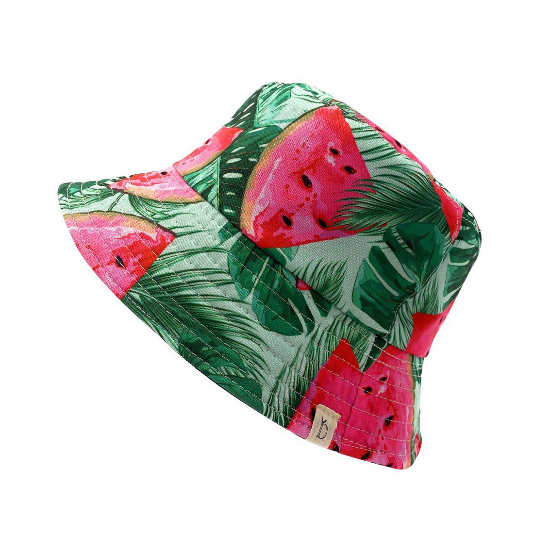 Empire Cove Fruit Print Bucket Hat Reversible Fisherman Cap Women Men Summer-Watermelon Green-