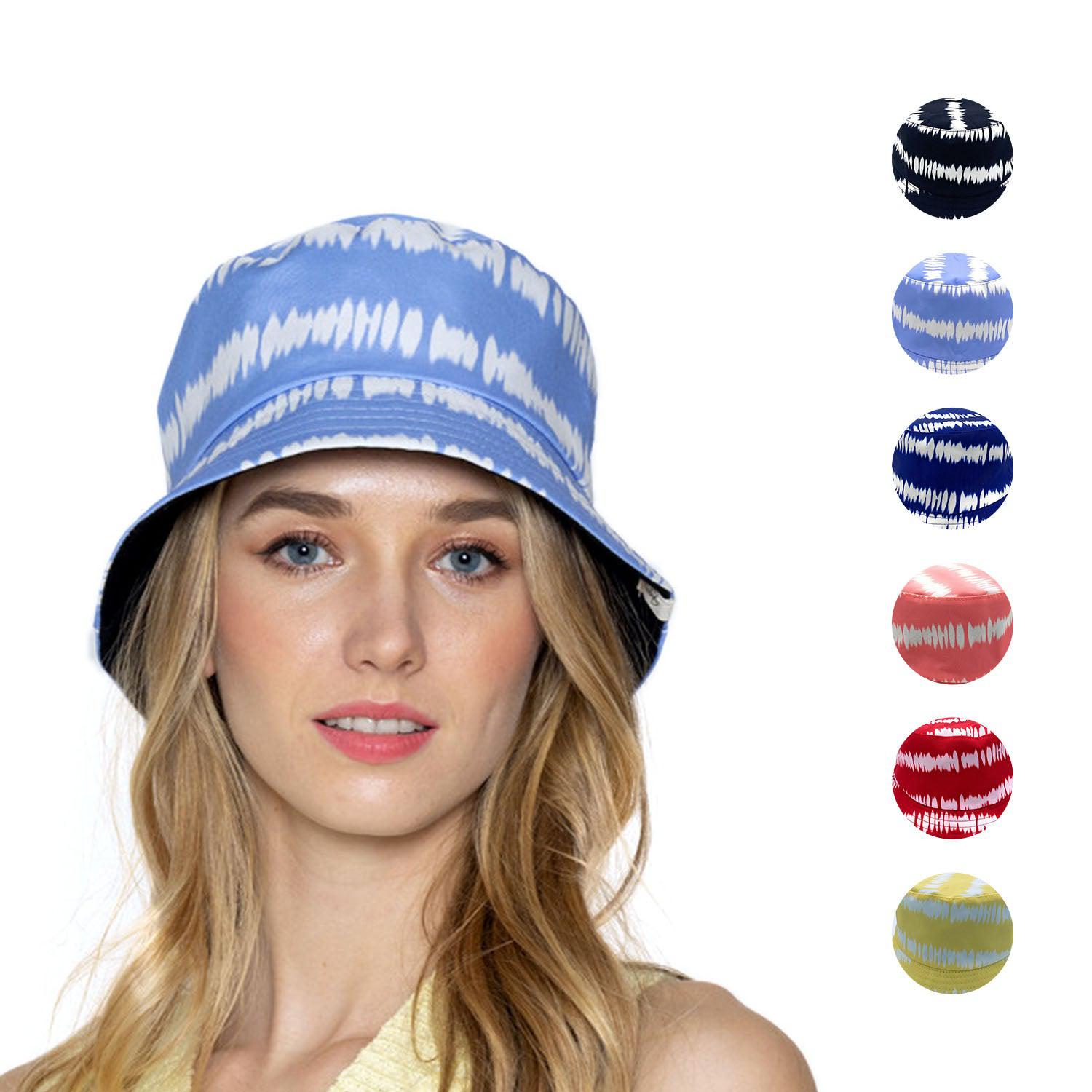 Empire Cove Tie Dye Stripes Bucket Hat Reversible Fisherman Cap Women Men Summer-Blue-