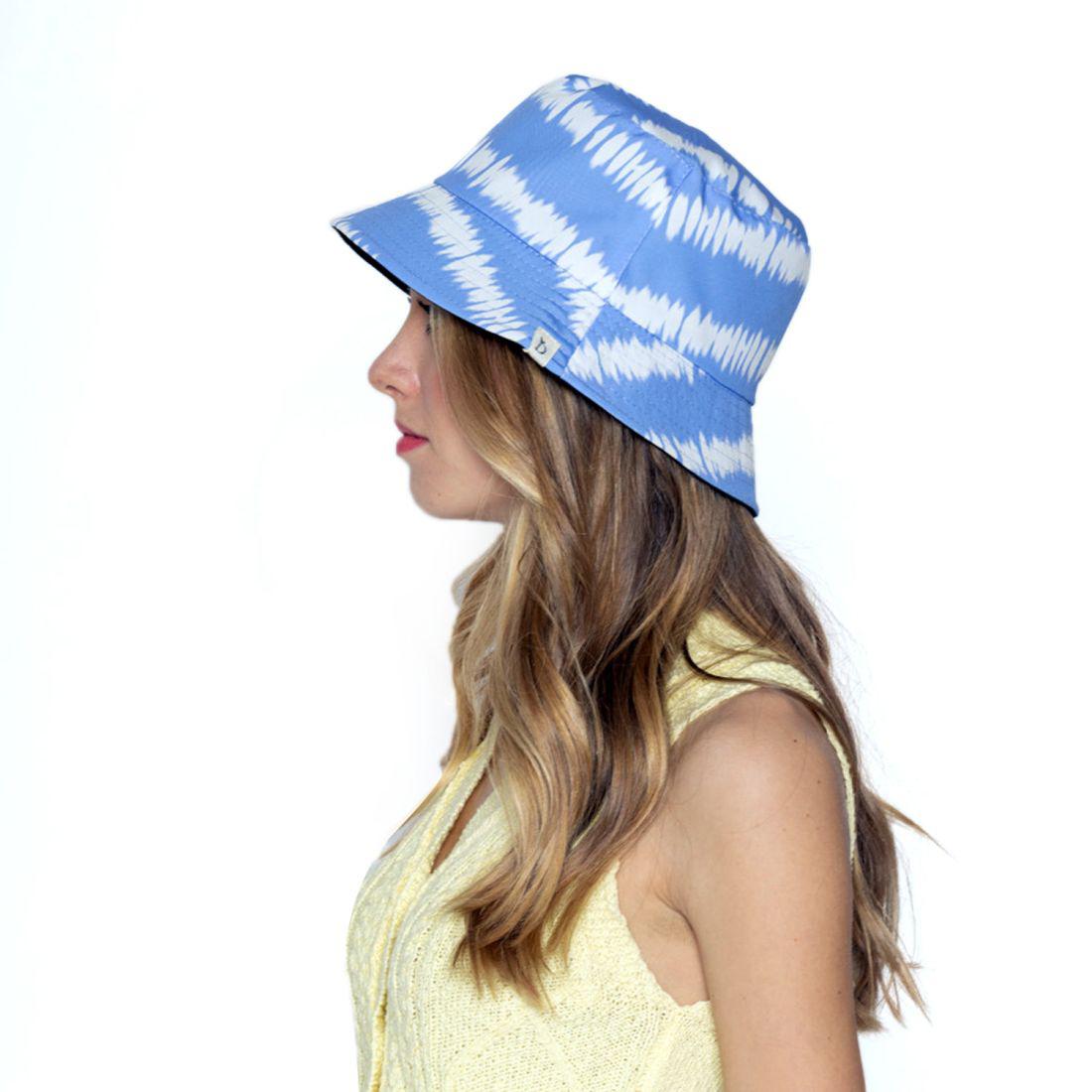 Empire Cove Tie Dye Stripes Bucket Hat Reversible Fisherman Cap Women Men Summer-Blue-
