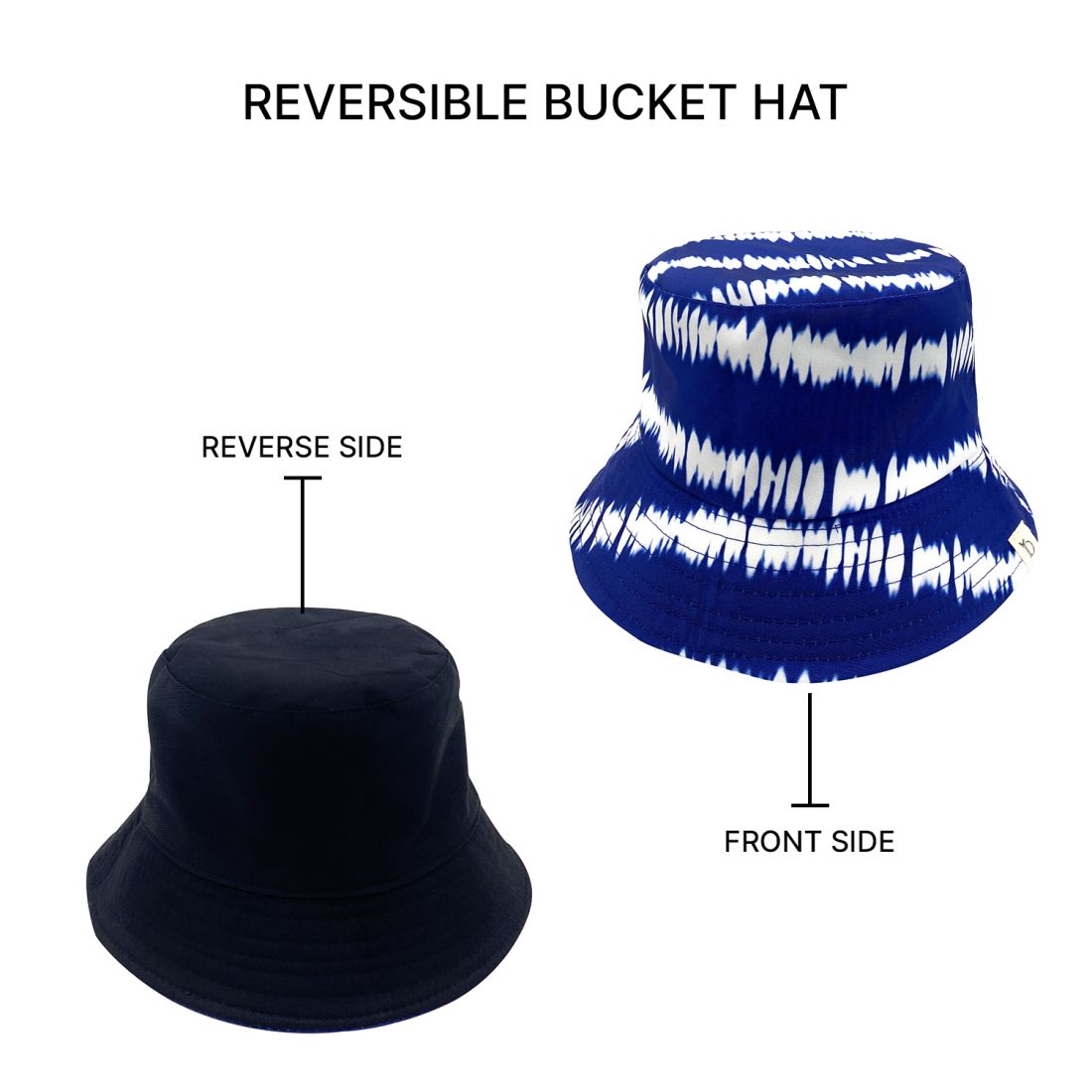 Empire Cove Tie Dye Stripes Bucket Hat Reversible Fisherman Cap Women Men Summer-Blue-