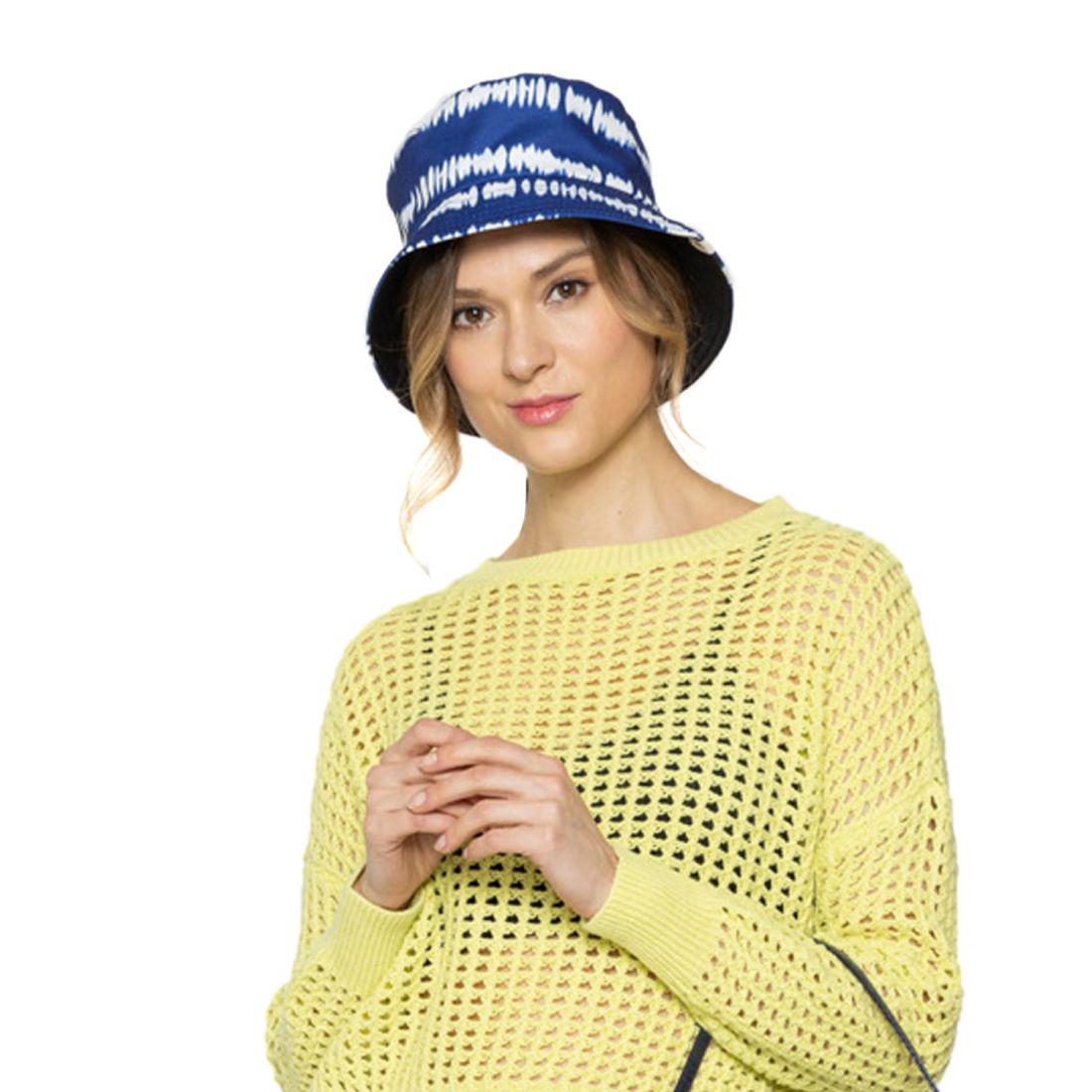 Empire Cove Tie Dye Stripes Bucket Hat Reversible Fisherman Cap Women Men Summer-Blue-