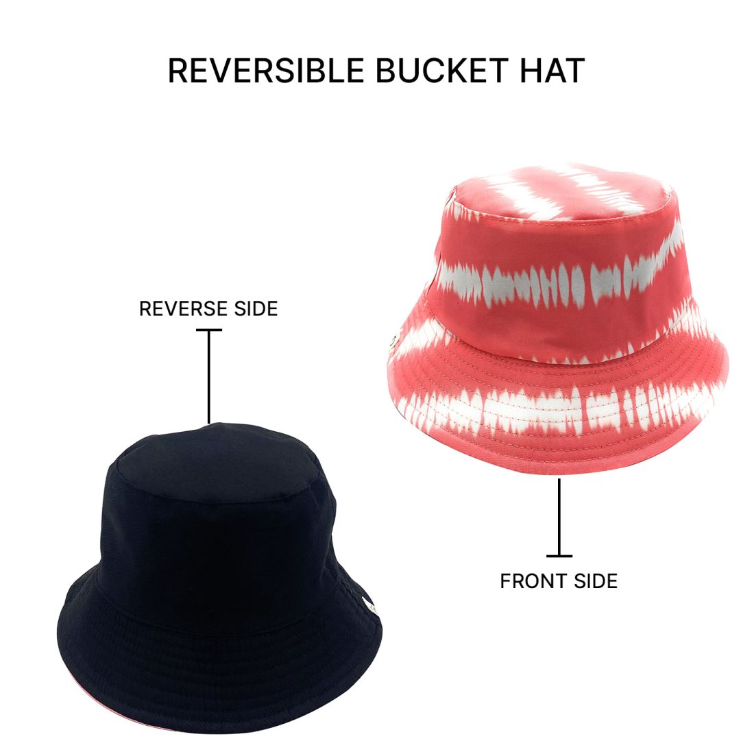Empire Cove Tie Dye Stripes Bucket Hat Reversible Fisherman Cap Women Men Summer-Blue-