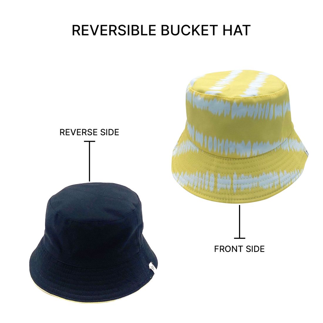 Empire Cove Tie Dye Stripes Bucket Hat Reversible Fisherman Cap Women Men Summer-Blue-