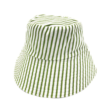 Empire Cove Stripe Terry Cloth Bucket Hat Fisherman Cap Women Men Summer Sun Hat-Green-