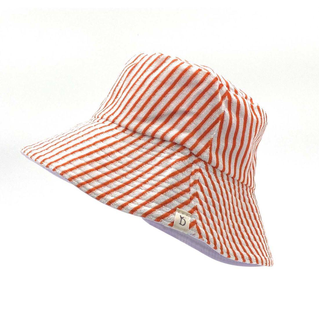 Empire Cove Stripe Terry Cloth Bucket Hat Fisherman Cap Women Men Summer Sun Hat-Orange-