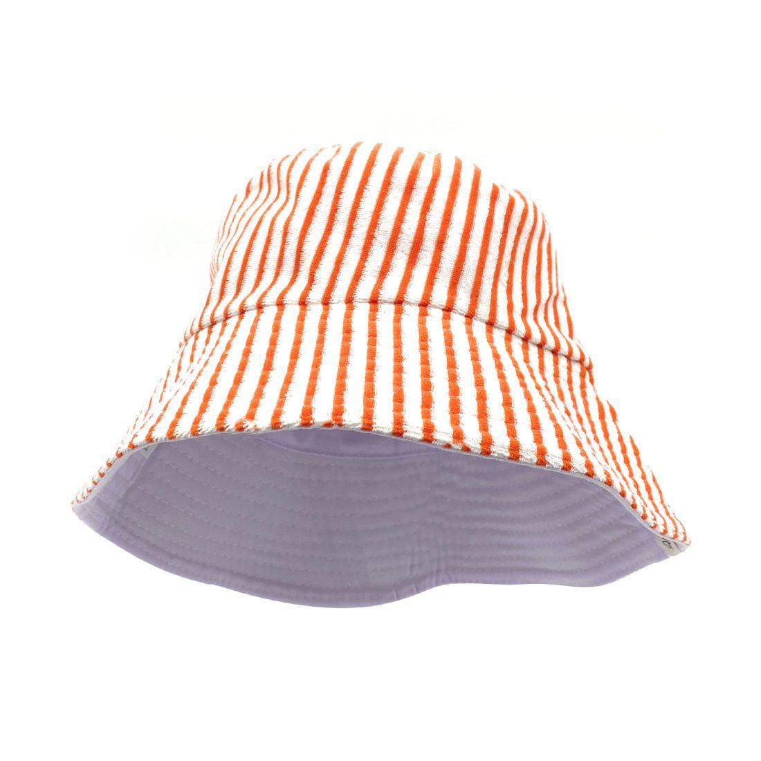Empire Cove Stripe Terry Cloth Bucket Hat Fisherman Cap Women Men Summer Sun Hat-Orange-