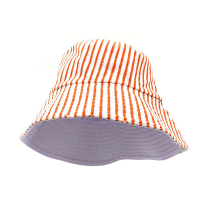 Empire Cove Stripe Terry Cloth Bucket Hat Fisherman Cap Women Men Summer Sun Hat-Orange-