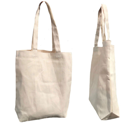 Canvas Cotton Reusable Grocery Shopping Tote Bags Gusset Natural Travel Gym Yoga-