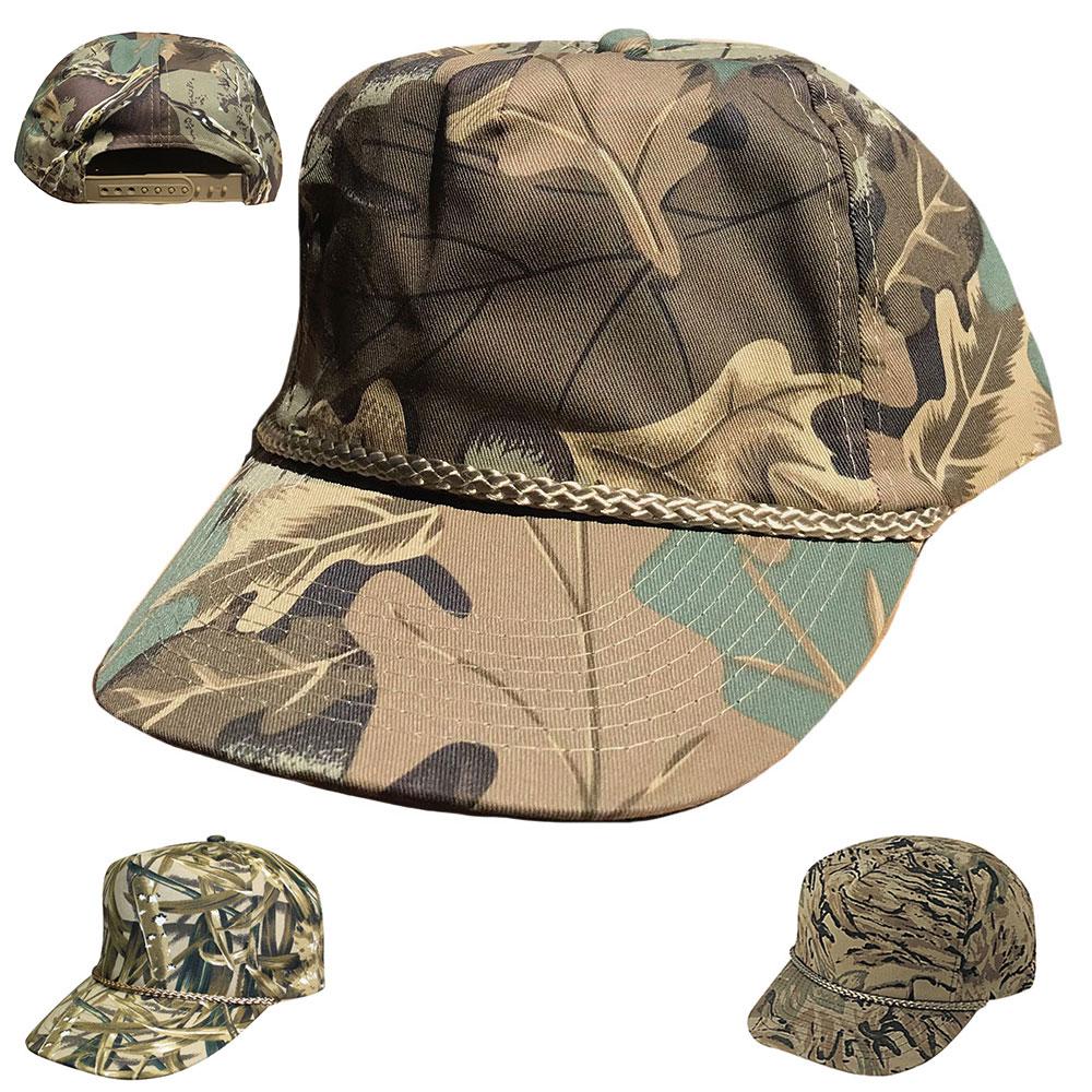 Cotton Twill Camouflage Camo 5 Panel Baseball Hats Caps Hunting Fishing Woodland-Green Tree Camo-