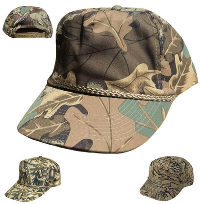 Cotton Twill Camouflage Camo 5 Panel Baseball Hats Caps Hunting Fishing Woodland-Green Tree Camo-
