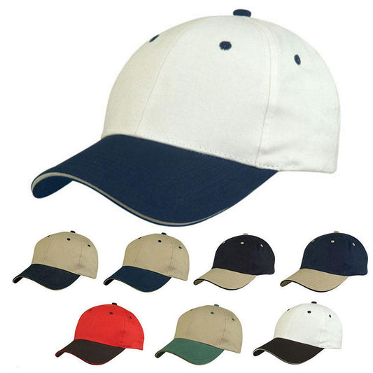 1 Dozen Light Weight Brushed Cotton Sandwich Baseball Hats Caps Wholesale Bulk-