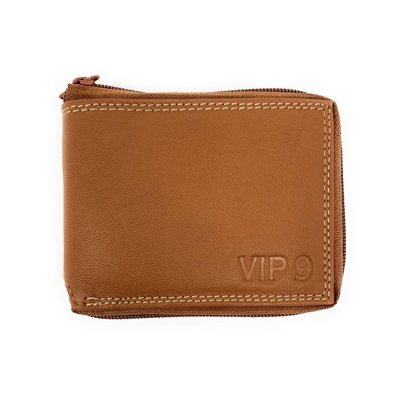 Empire Cove VIP Classic Genuine Leather Slim Bifold Wallets Zippered Flip Up ID-Black-