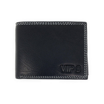 Empire Cove VIP Classic Genuine Leather Slim Bifold Wallets Side Flip ID Compartment-Black-