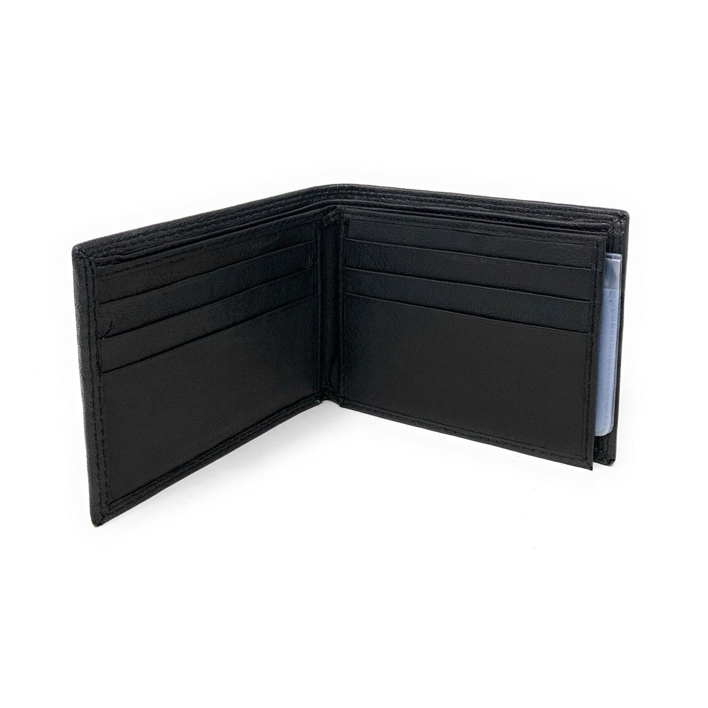 Empire Cove VIP Classic Genuine Leather Slim Bifold Wallets Side Flip ID Compartment-Black-