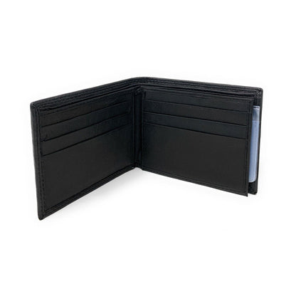 Empire Cove VIP Classic Genuine Leather Slim Bifold Wallets Side Flip ID Compartment-Black-