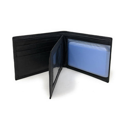Empire Cove VIP Classic Genuine Leather Slim Bifold Wallets Side Flip ID Compartment-Black-