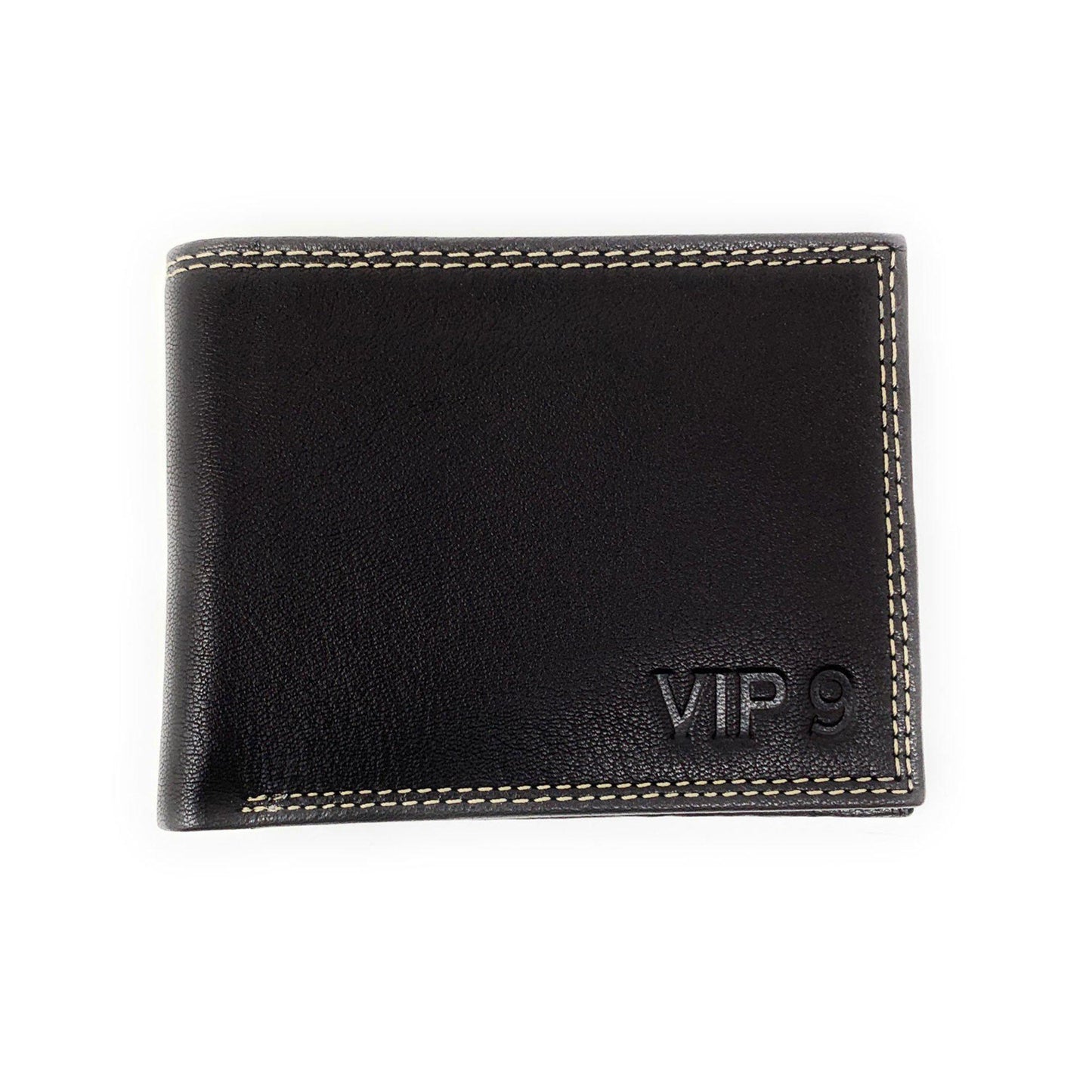 Empire Cove VIP Classic Genuine Leather Slim Bifold Wallets Side Flip ID Compartment-Black-