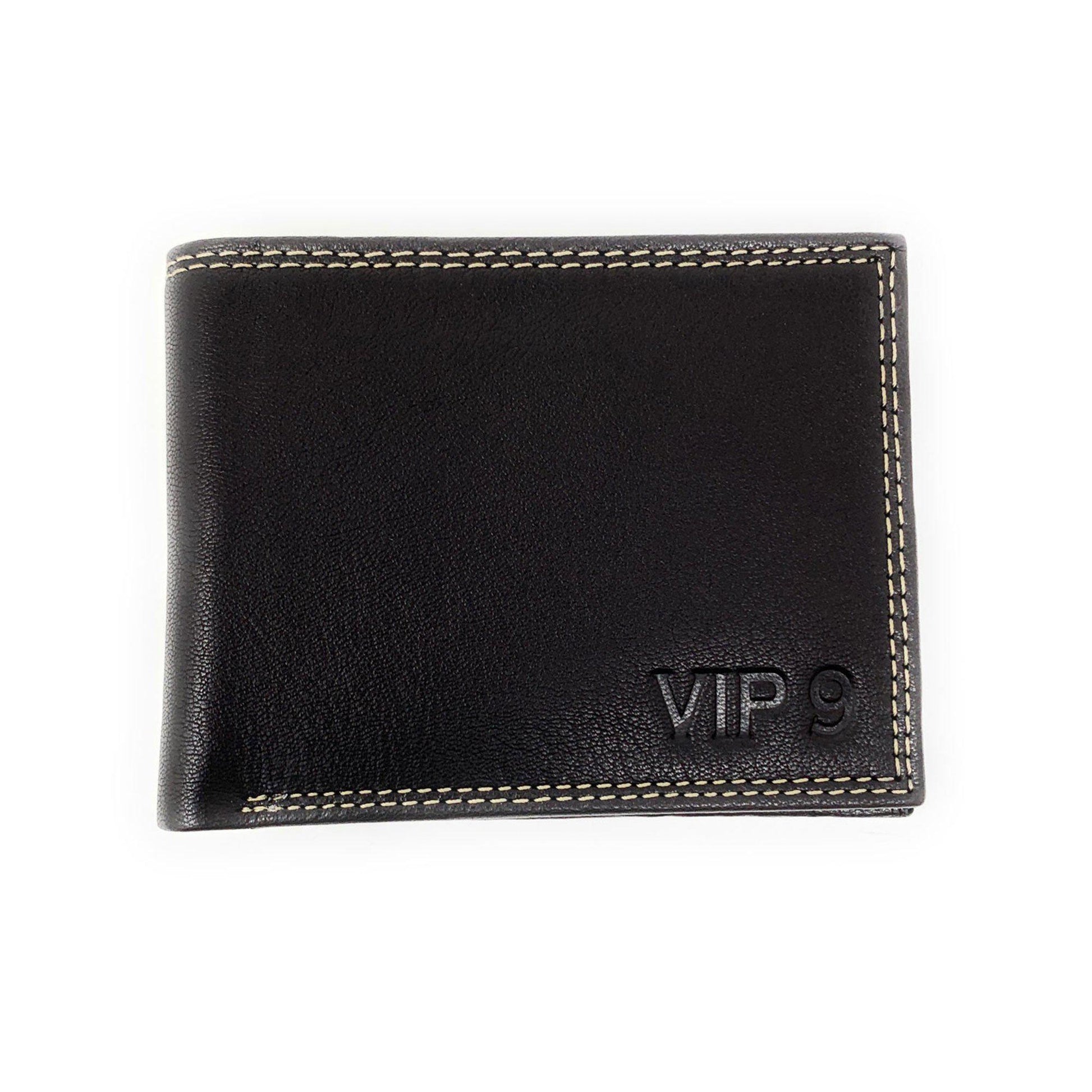 Empire Cove VIP Classic Genuine Leather Slim Bifold Wallets Side Flip ID Compartment-Black-