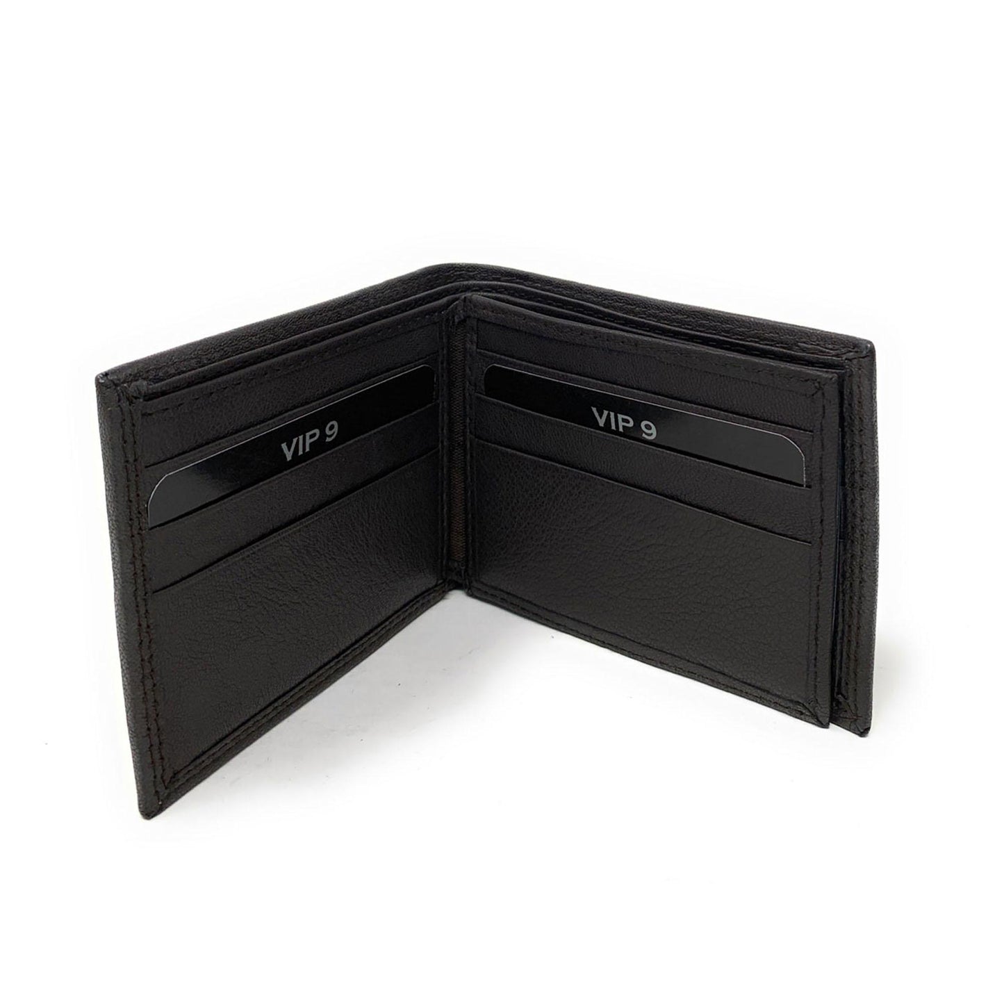 Empire Cove VIP Classic Genuine Leather Slim Bifold Wallets Side Flip ID Compartment-Black-