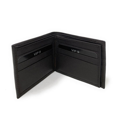 Empire Cove VIP Classic Genuine Leather Slim Bifold Wallets Side Flip ID Compartment-Black-
