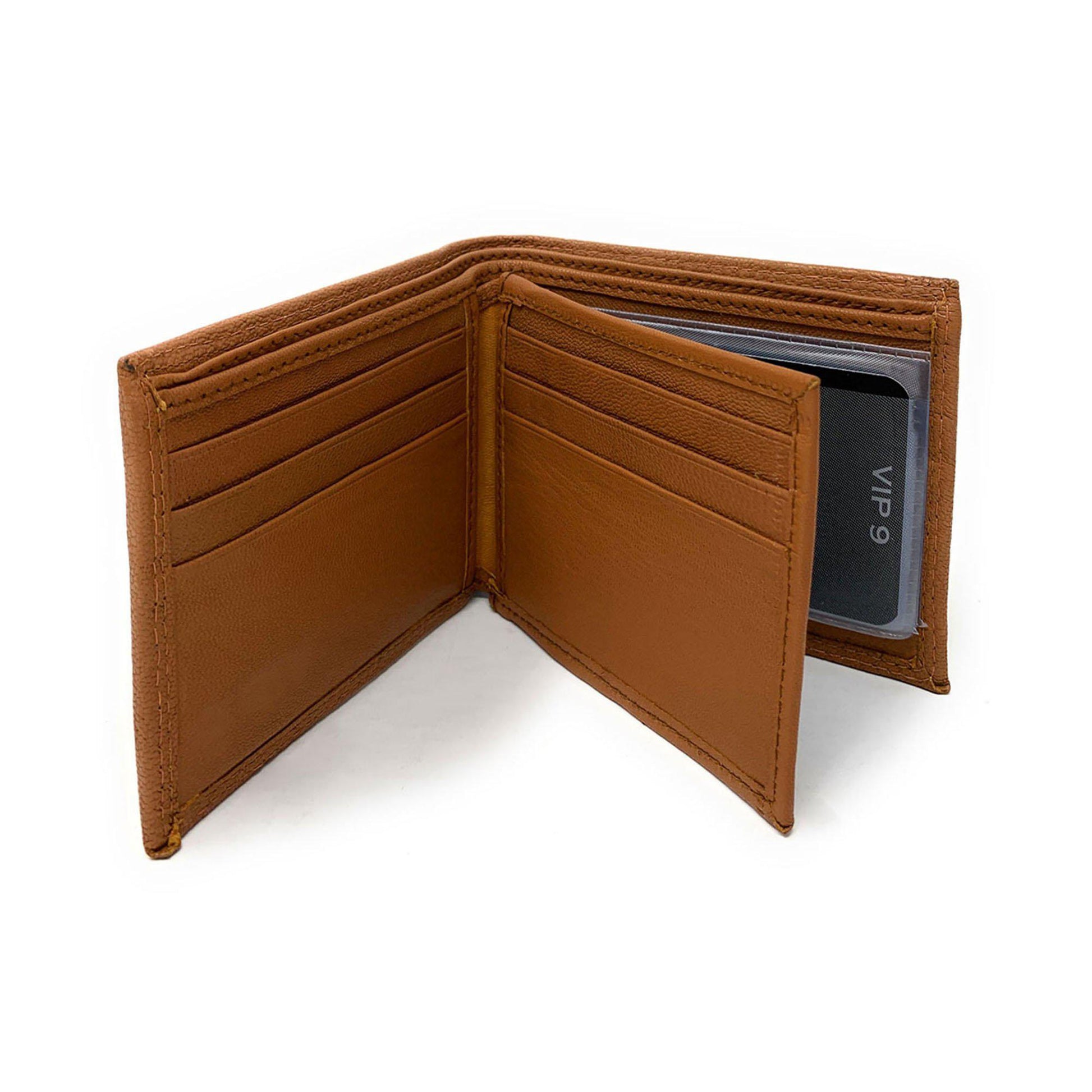 Empire Cove VIP Classic Genuine Leather Slim Bifold Wallets Side Flip ID Compartment-Black-