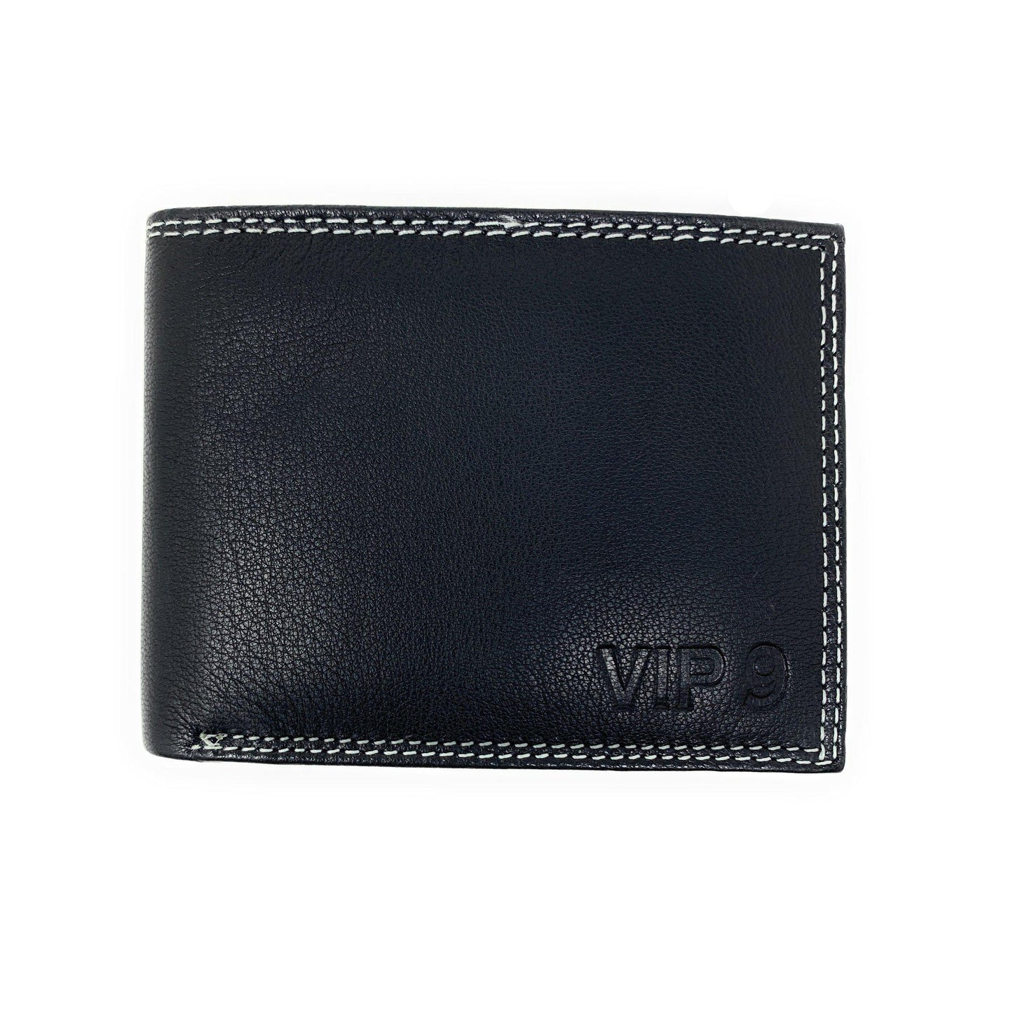 Empire Cove VIP Classic Genuine Leather Slim Bifold Wallets Side Flip ID-Black-