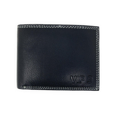Empire Cove VIP Classic Genuine Leather Slim Bifold Wallets Side Flip ID-Black-
