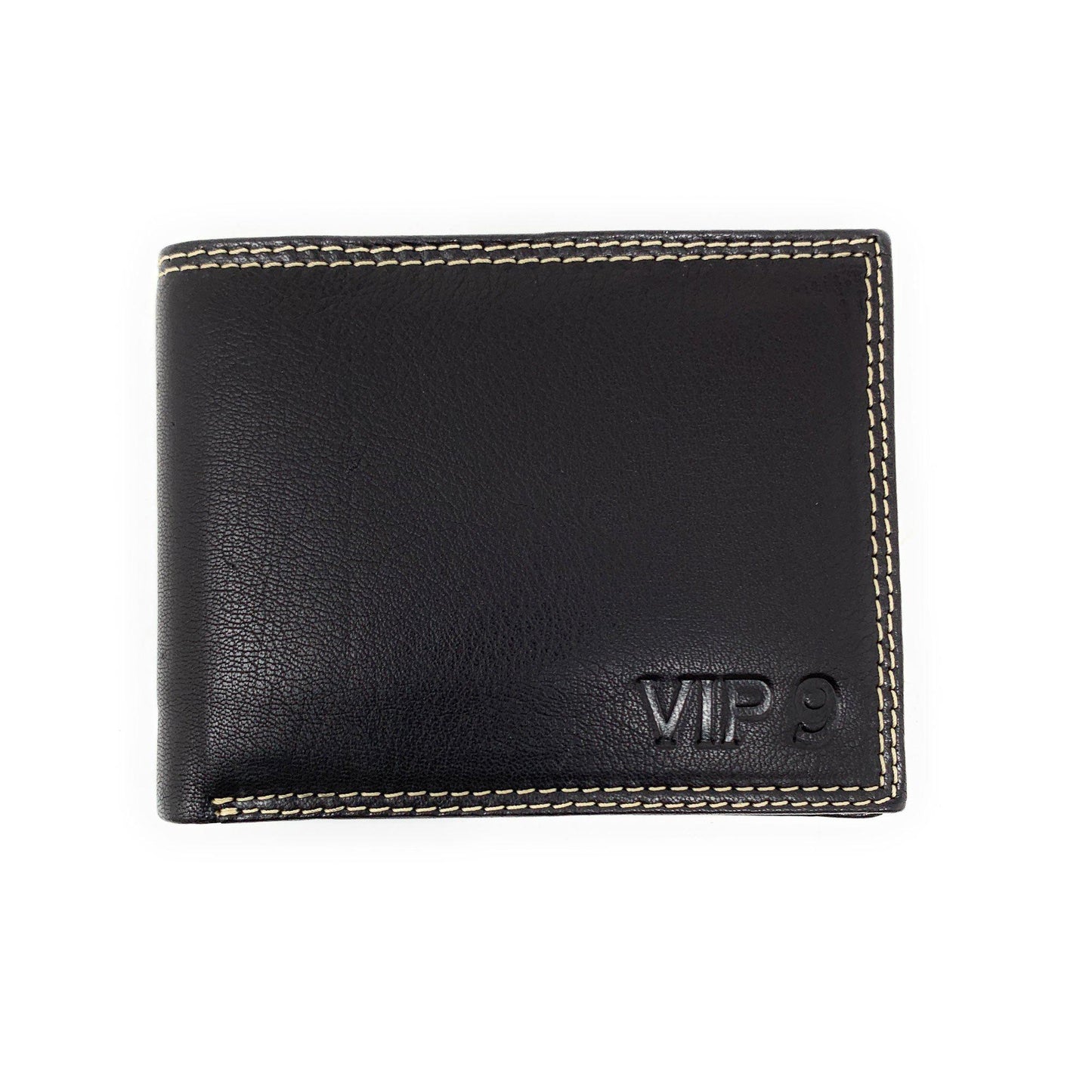 Empire Cove VIP Classic Genuine Leather Slim Bifold Wallets Side Flip ID-Black-