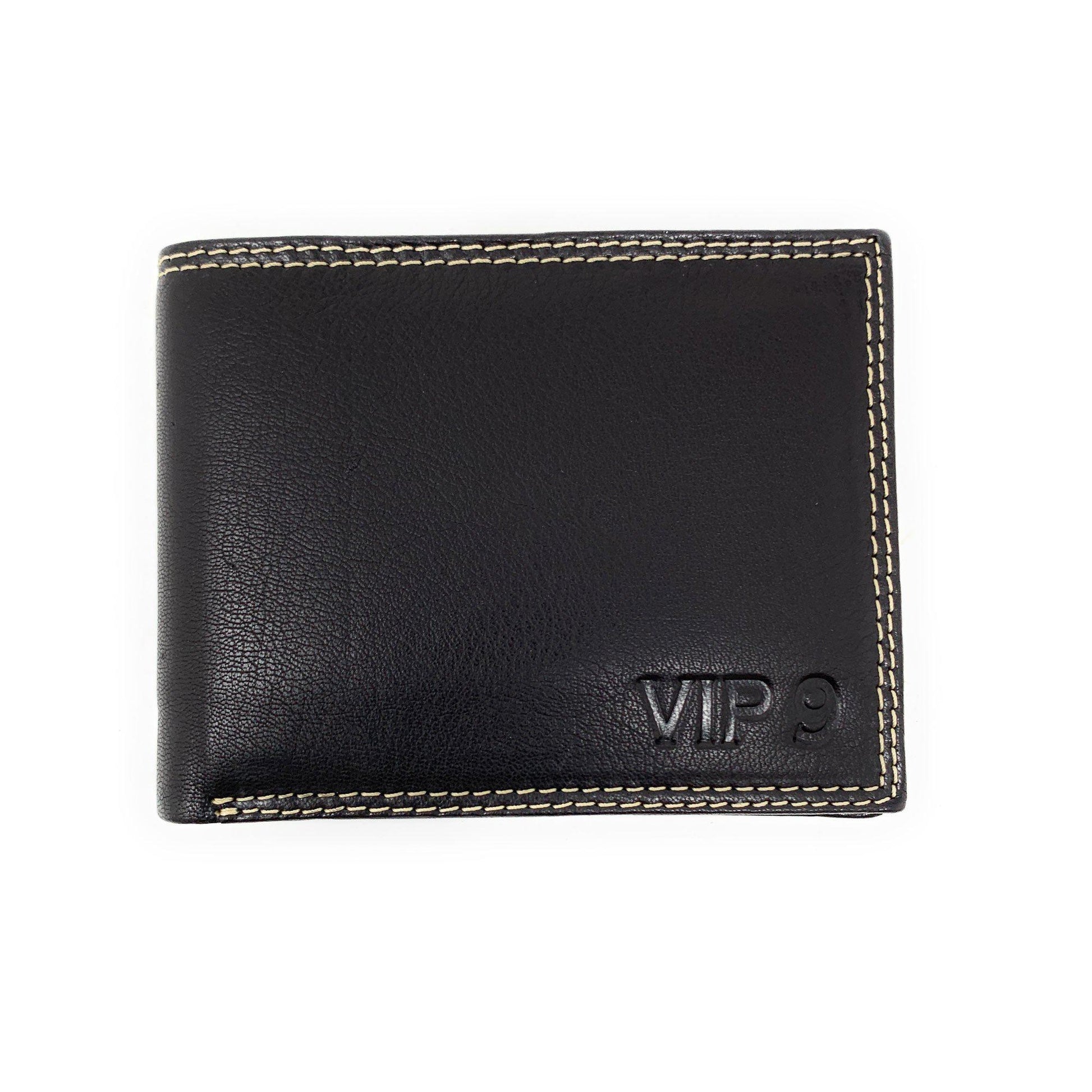 Empire Cove VIP Classic Genuine Leather Slim Bifold Wallets Side Flip ID-Black-