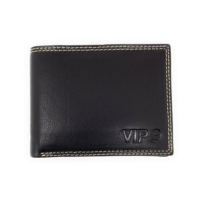 Empire Cove VIP Classic Genuine Leather Slim Bifold Wallets Side Flip ID-Black-