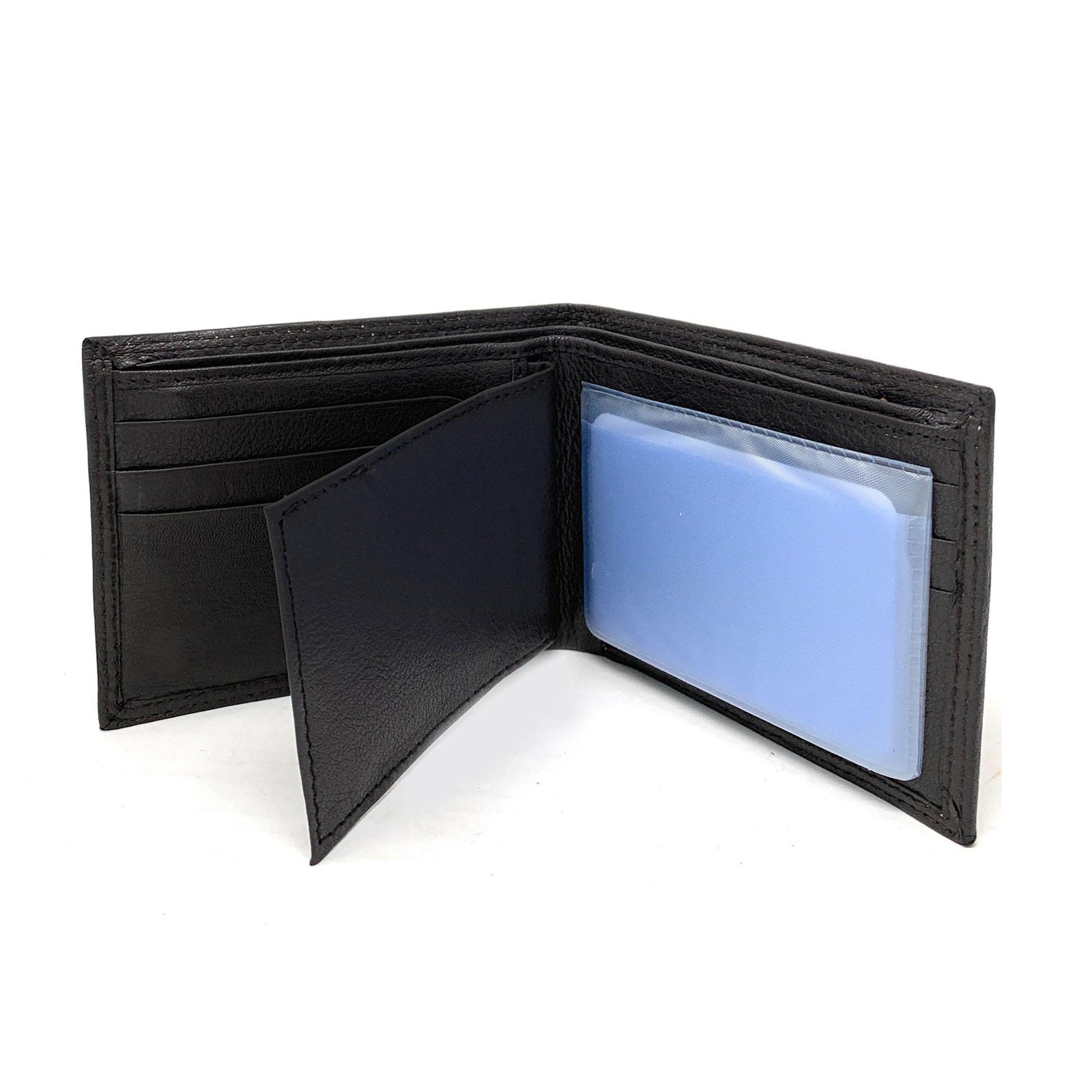 Empire Cove VIP Classic Genuine Leather Slim Bifold Wallets Side Flip ID-Black-